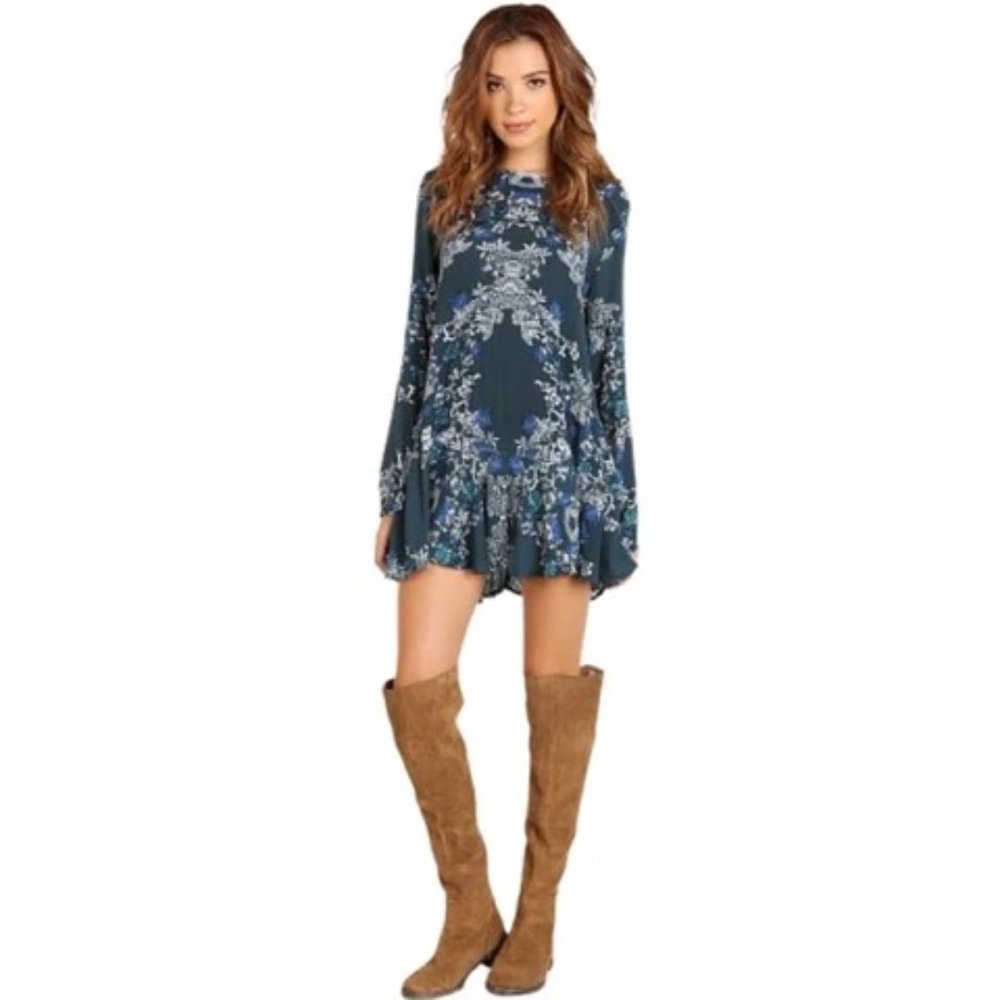 Free People Green floral Tunic Dress